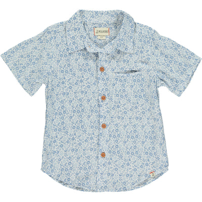 Newport Short Sleeve Button Up - Blue Flowers by Me & Henry FINAL SALE