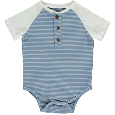 League Raglan Onesie - Blue/White by Me & Henry FINAL SALE