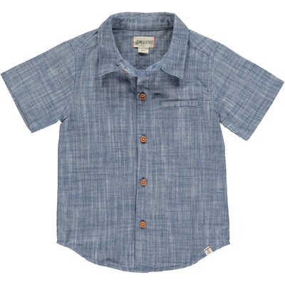 Newport Short Sleeve Button Up - Heathered Navy by Me & Henry - FINAL SALE