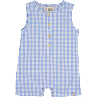 Cabin Woven Henley Playsuit - Blue Plaid by Me & Henry FINAL SALE