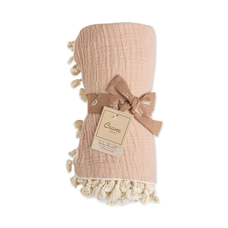 6 Layer Muslin Blanket - Desert Rose by Crane Baby