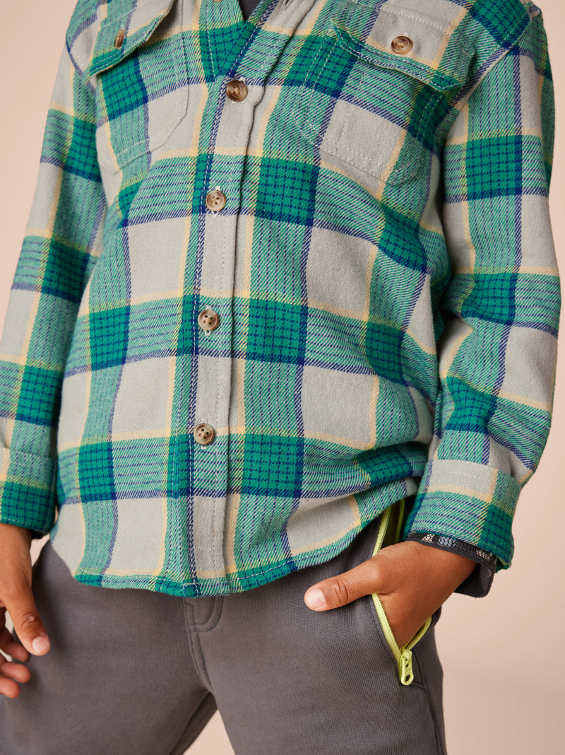 Flannel Button Up Shirt - Anatolian Plaid by Tea Collection