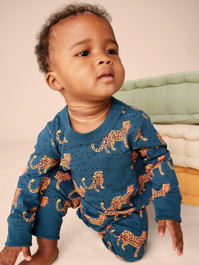 Long Sleeve Pocket Baby Romper - Anatolian Leopards by Tea Collection