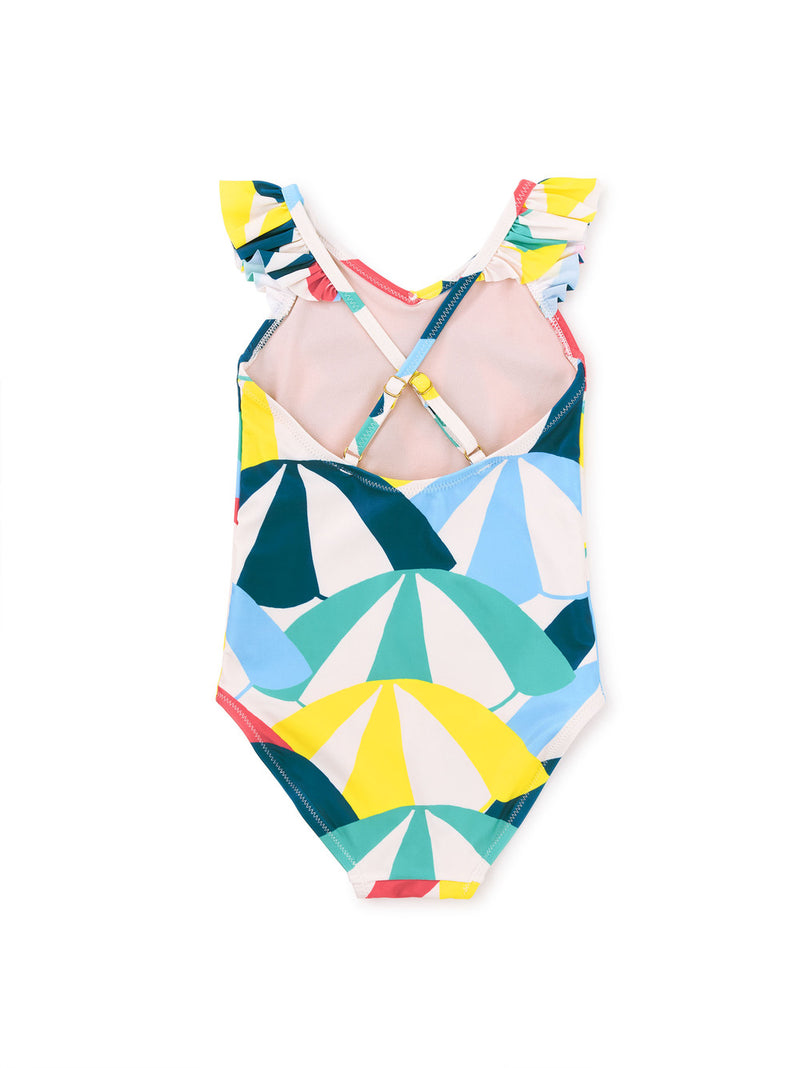 Ruffle One-Piece Swimsuit - Beach Umbrellas by Tea Collection FINAL SALE