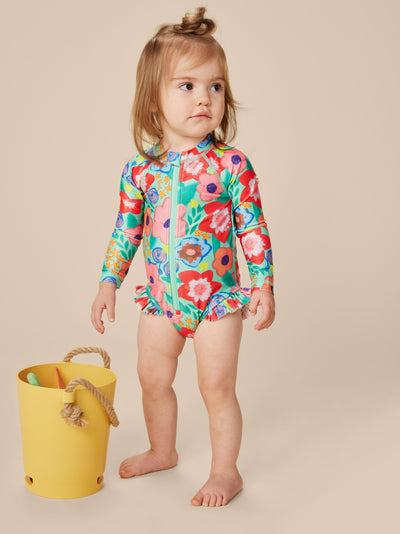 Rash Guard Baby Swimsuit - Painterly Floral by Tea Collection FINAL SALE