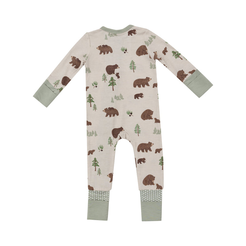 Bamboo 2 Way Zipper Romper - Sweet Brown Bears by Angel Dear