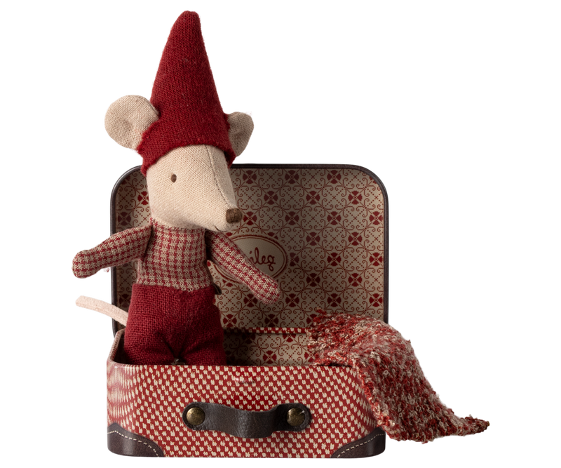 Christmas Mouse, Baby in Suitcase by Maileg