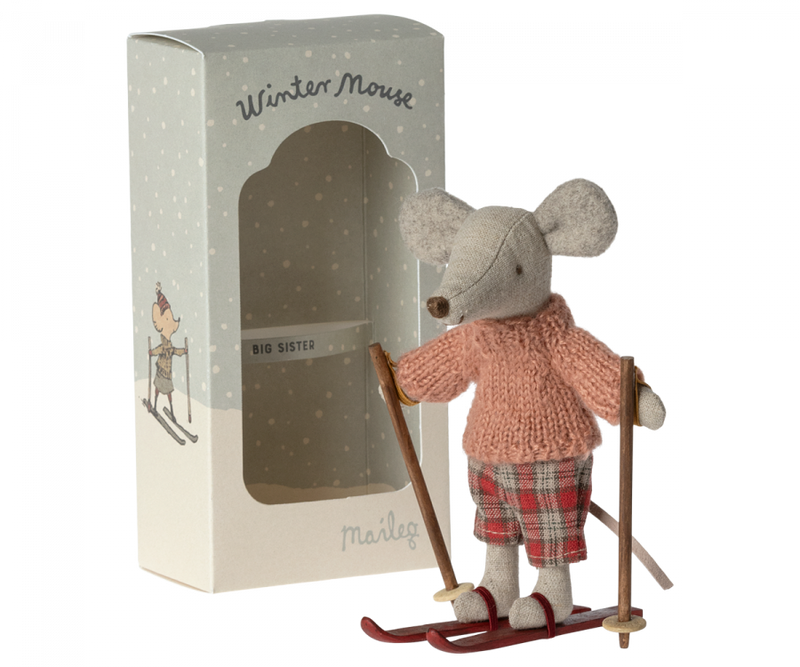 Winter Mouse with Ski Set, Big Sister by Maileg