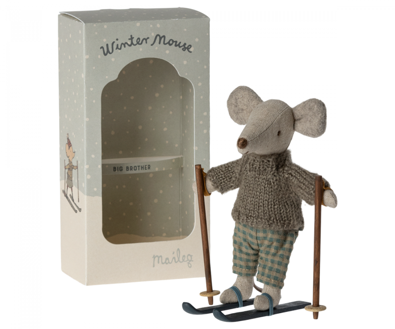 Winter Mouse with Ski Set, Big Brother by Maileg