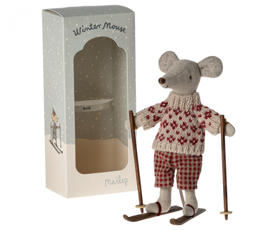 Winter Mouse with Ski Set, Mum by Maileg