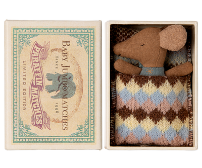 Sleepy Wakey, Baby Mouse in Matchbox - Blue by Maileg