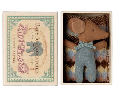 Sleepy Wakey, Baby Mouse in Matchbox - Blue by Maileg