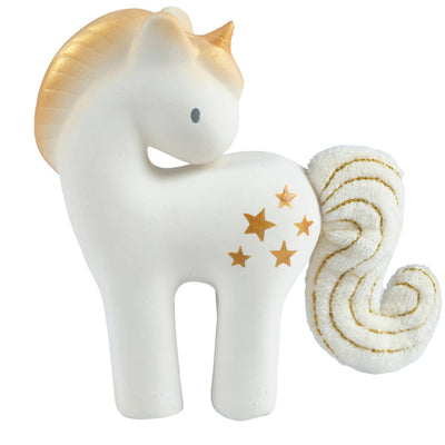 Shining Stars Unicorn Natural Rubber Rattle with Crinkle Wings by Tikiri Toys