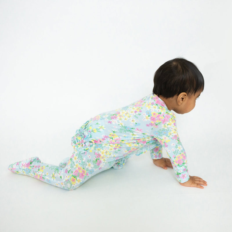 Bamboo 2 Way Ruffle Zipper Footie - Little Buttercup Floral by Angel Dear - FINAL SALE