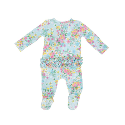 Bamboo 2 Way Ruffle Zipper Footie - Little Buttercup Floral by Angel Dear - FINAL SALE