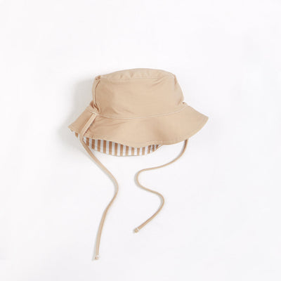 Reversible Sun Hat - Taupe Stripe by Petit Lem - FINAL SALE