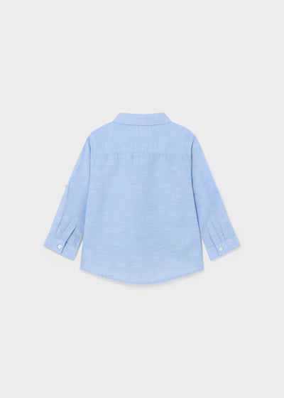 Linen Long Sleeve Shirt - Sky Blue by Mayoral FINAL SALE