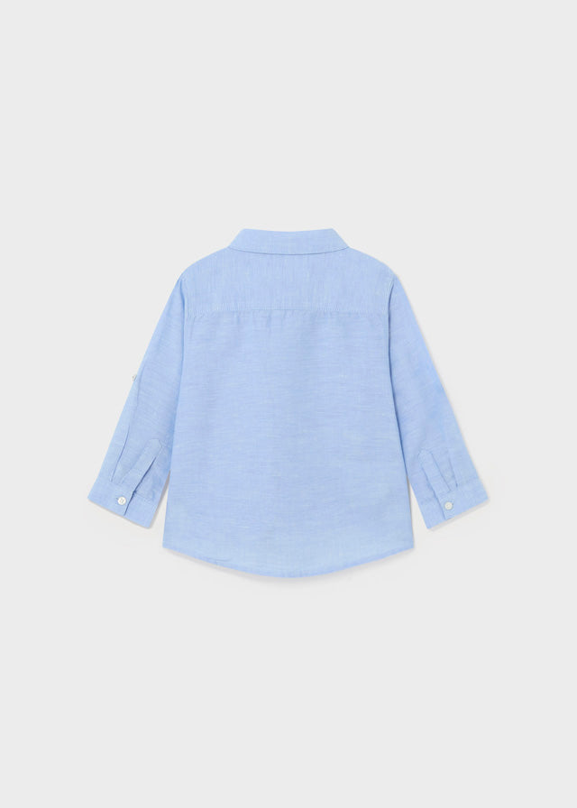 Linen Long Sleeve Shirt - Sky Blue by Mayoral FINAL SALE