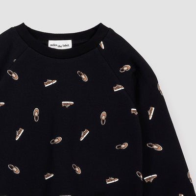 Terry Sweatshirt - Sneakers Print on Black by miles the label.