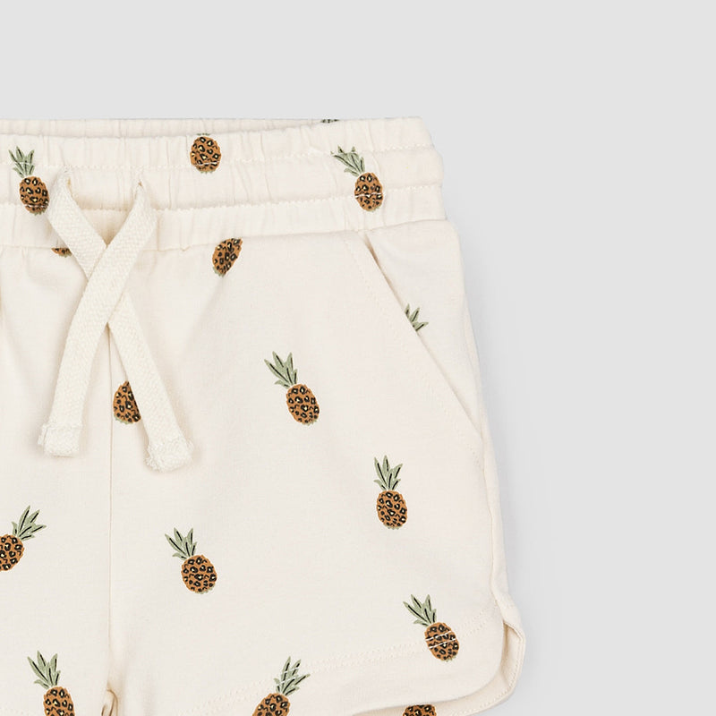 Terry Shorts - Wild Pineapples Print on Crème by miles the label. - FINAL SALE