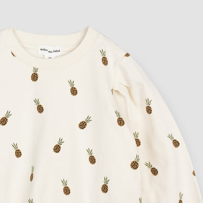 Terry Sweatshirt - Wild Pineapples Print on Crème by miles the label. - FINAL SALE