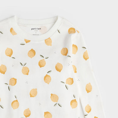 Pajama Set - Lemon Print on Off White by Petit Lem - FINAL SALE