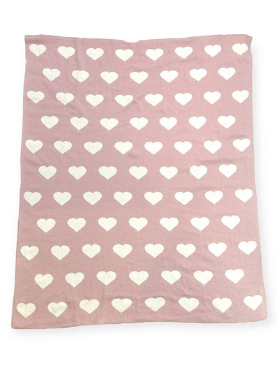 Organic Reversible Jacquard Sweater Knit Blanket - Hearts by Viverano Organics