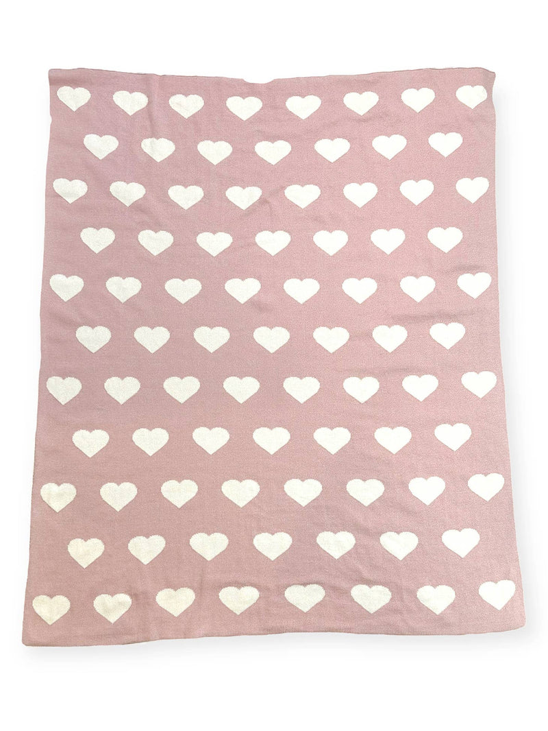 Organic Reversible Jacquard Sweater Knit Blanket - Hearts by Viverano Organics