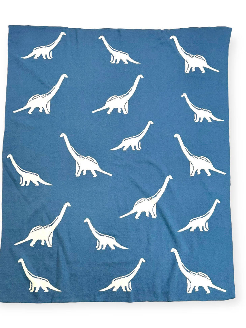 Organic Reversible Jacquard Sweater Knit Blanket - Dinosaur by Viverano Organics