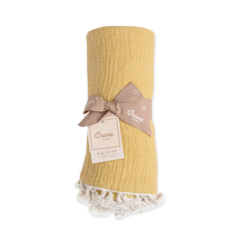 6 Layer Muslin Blanket - Ochre by Crane Baby