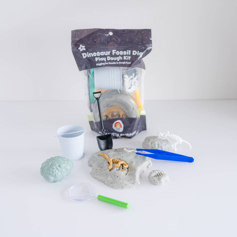 Dinosaur Fossil Dig Sensory Play Dough Kit by Earth Grown Kid Doughs