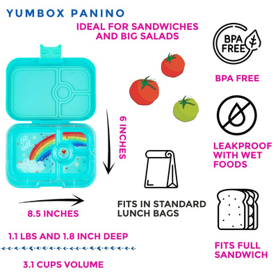 Yumbox Leakproof Sandwich Friendly Bento Box - 4 Compartment - Misty Aqua by YumBox