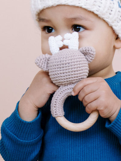 Cotton Crochet Rattle Teether - Deer by The Blueberry Hill