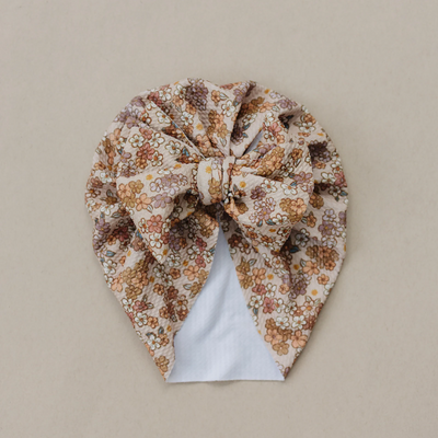 Modern Neutral Floral Baby Turban by Golden Dot Lane