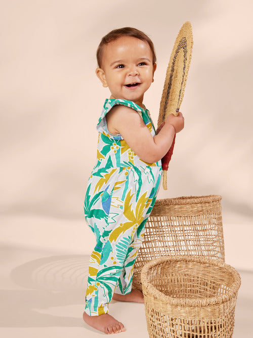 Tulip Sleeve Baby Romper - Turaco Palm by Tea Collection FINAL SALE