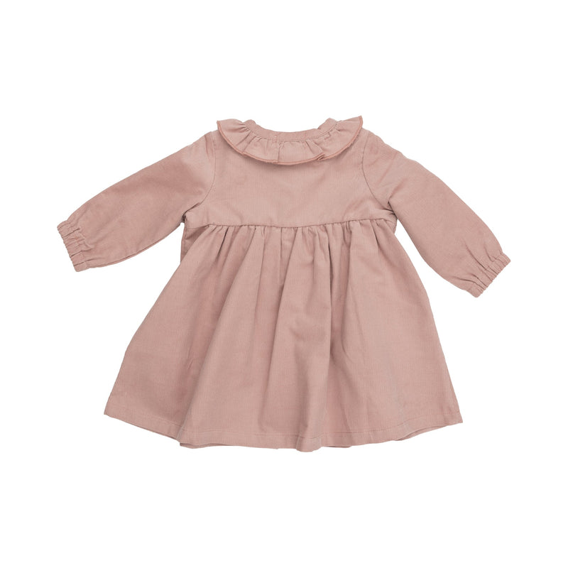 Corduroy Ruffle Neck Dress and Rib Legging - Misty Rose by Angel Dear