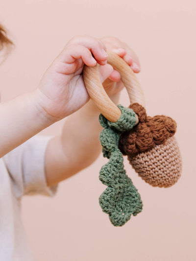 Cotton Crochet Rattle Teether - Acorn by The Blueberry Hill