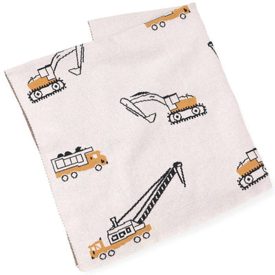 Organic Cotton Jacquard Sweater Knit Baby Blanket - Trucks by Viverano Organics