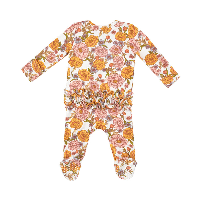 Bamboo 2 Way Ruffle Zipper Footie - Ambers Floral by Angel Dear