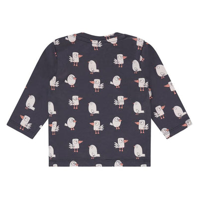 Birds Print Long Sleeve Tee - Dark Grey by Babyface - FINAL SALE