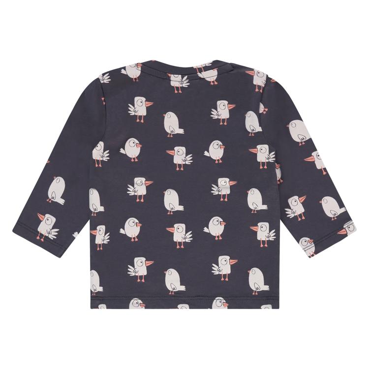 Birds Print Long Sleeve Tee - Dark Grey by Babyface - FINAL SALE