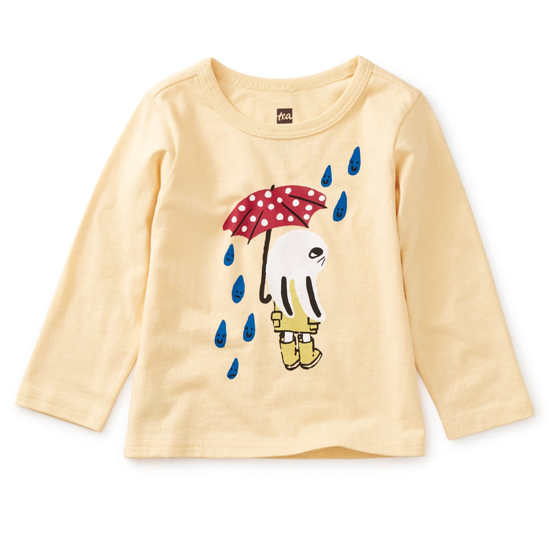 Rainy Rabbit Baby Graphic Long Sleeve Tee - Buttercream by Tea Collection FINAL SALE