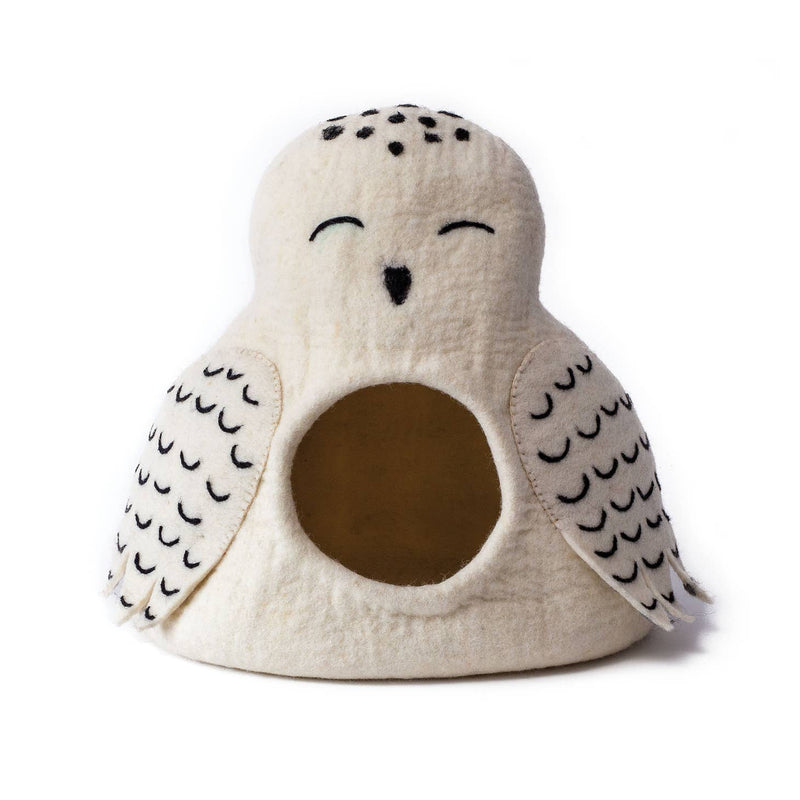 Owl Wool Pet Cave - Snowy by Dharma Dog Karma Cat