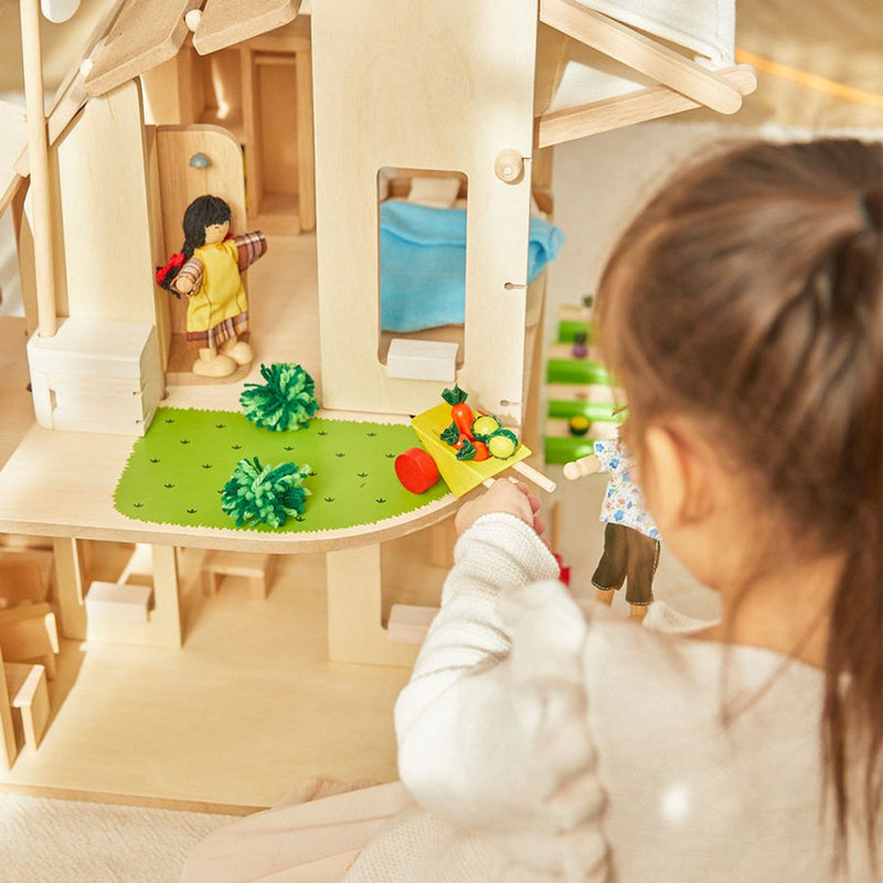 Green Dollhouse with Furniture by Plan Toys