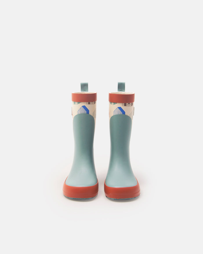 Rain Boots - Rainy Houses Teal by 7AM Enfant FINAL SALE