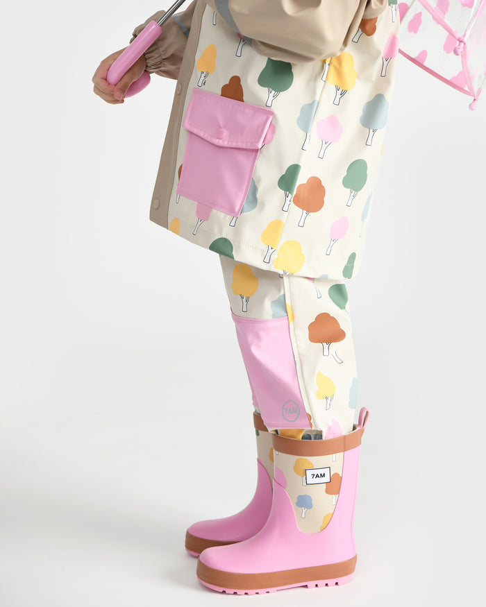 Rain Boots - Rainy Trees Beige by 7AM Enfant FINAL SALE