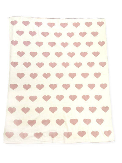 Organic Reversible Jacquard Sweater Knit Blanket - Hearts by Viverano Organics