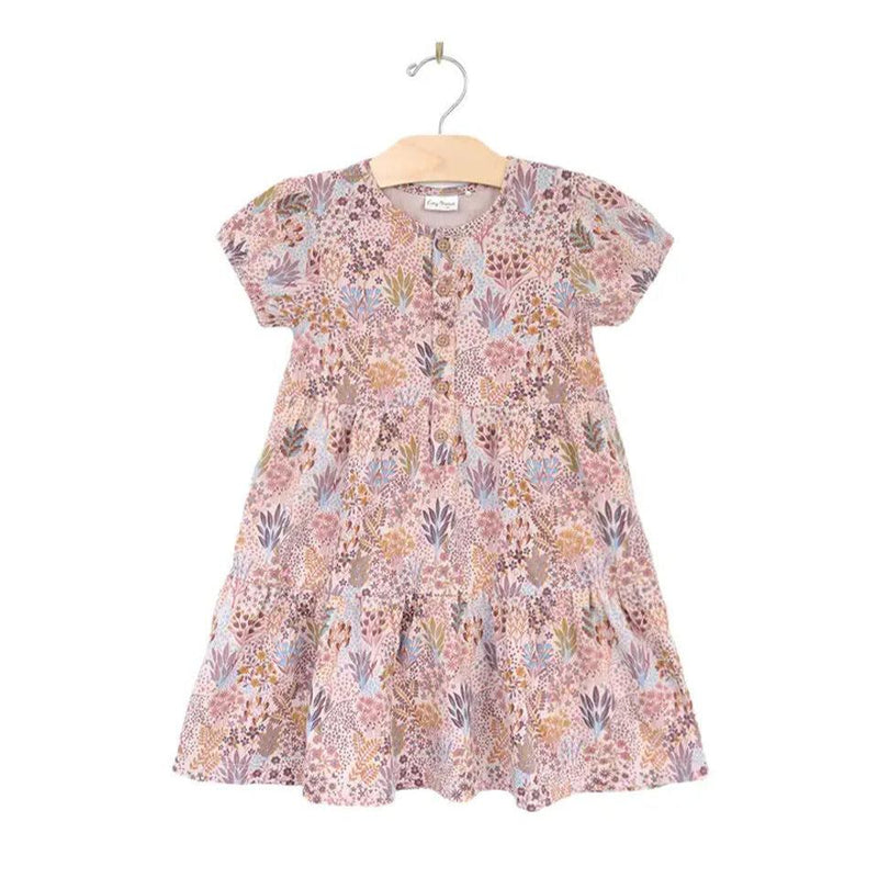 Spring Floral Puff Sleeve Henley Dress - Lilac by City Mouse - FINAL SALE