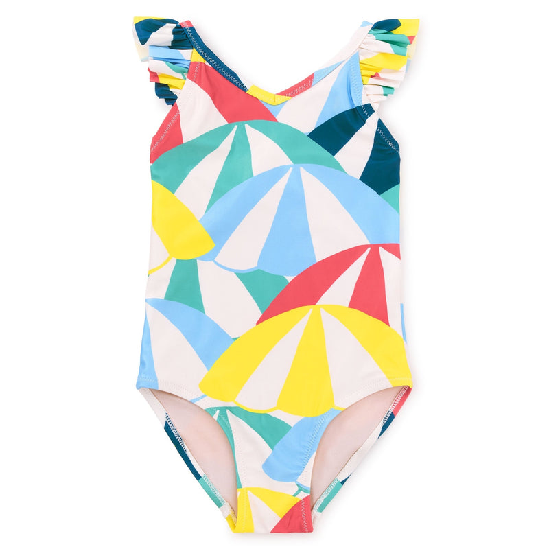 Ruffle One-Piece Swimsuit - Beach Umbrellas by Tea Collection FINAL SALE