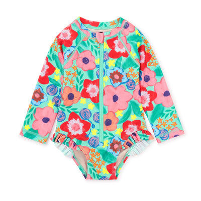 Rash Guard Baby Swimsuit - Painterly Floral by Tea Collection FINAL SALE